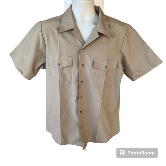 US Navy Authentic SU Service Uniform Button Front Shirt Mens L Officer Enlisted - Picture 1 of 9